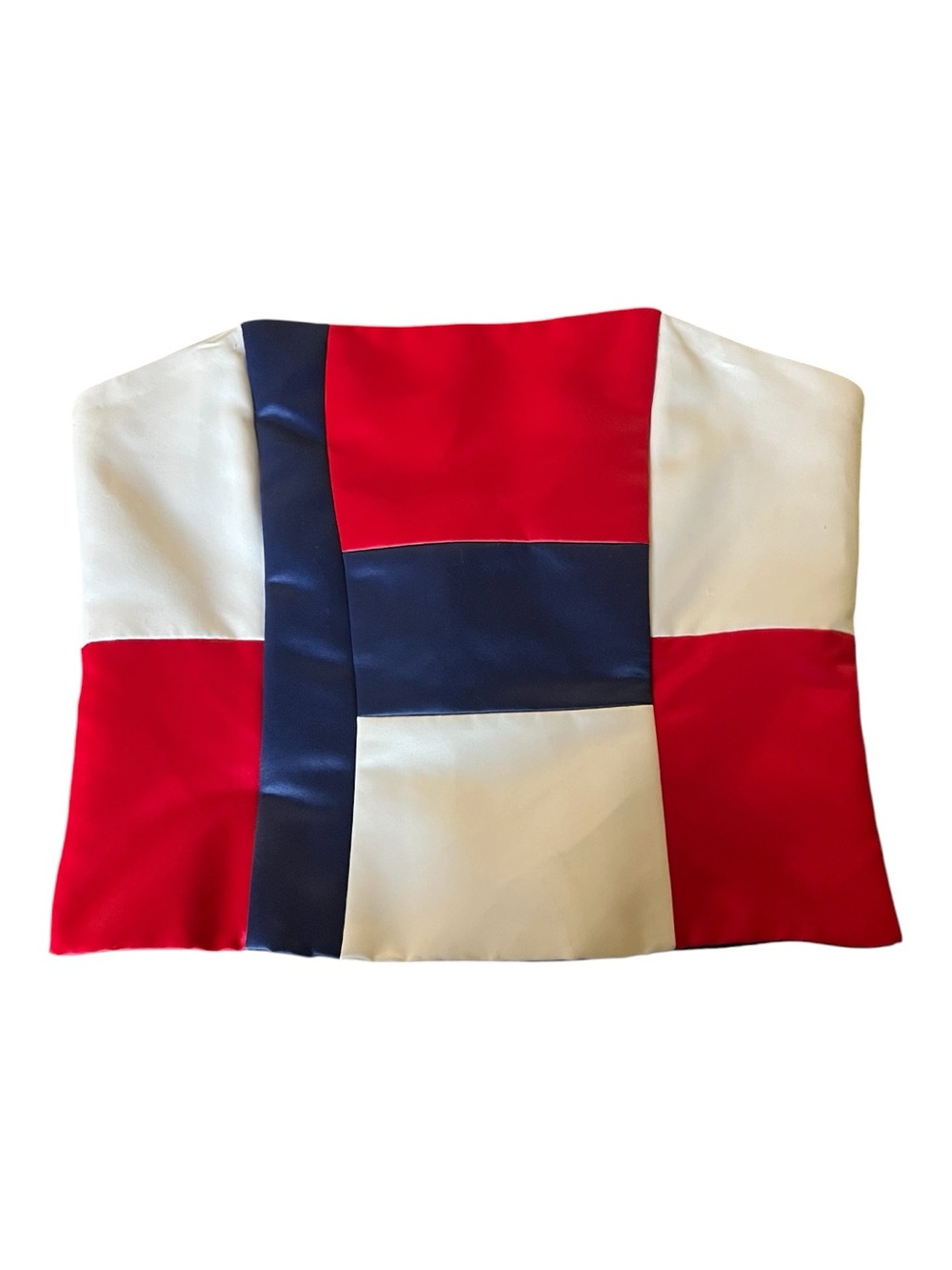 Jessica McClintock Red, White & Navy Strapless Colorblock Top - Picture 2 of 6